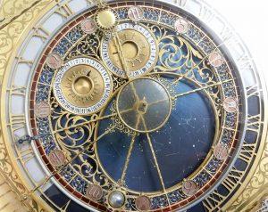 Old European Clock with Calendar Dials