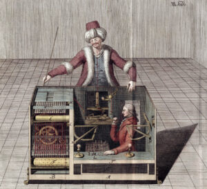 Technical drawing of the mechanical Turk. 